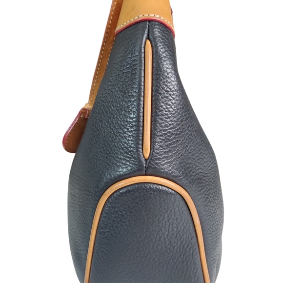 Dooney & Bourke Hobo Black Tan Pebble Leather Shoulder Bag Purse Medium Vtg - Picture 8 of 15